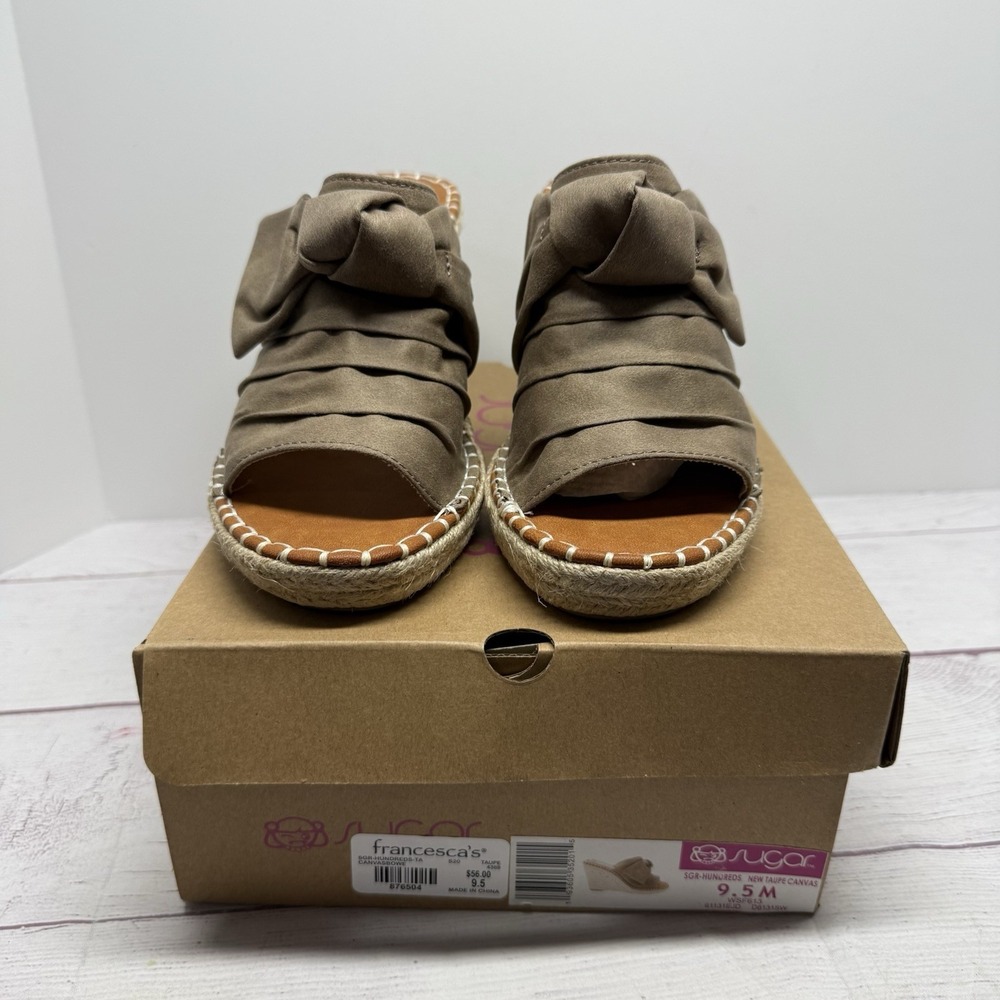 New Sugar Women's Hundreds Wedge Sandal Taupe Brown Size 9.5 WSF613 - Picture 2 of 12